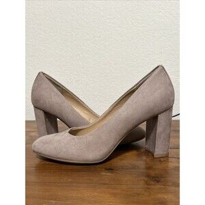 NEW Beige Cl by Laundry Lofty Suede Block Chunky Pump Women's Shoes Size 6